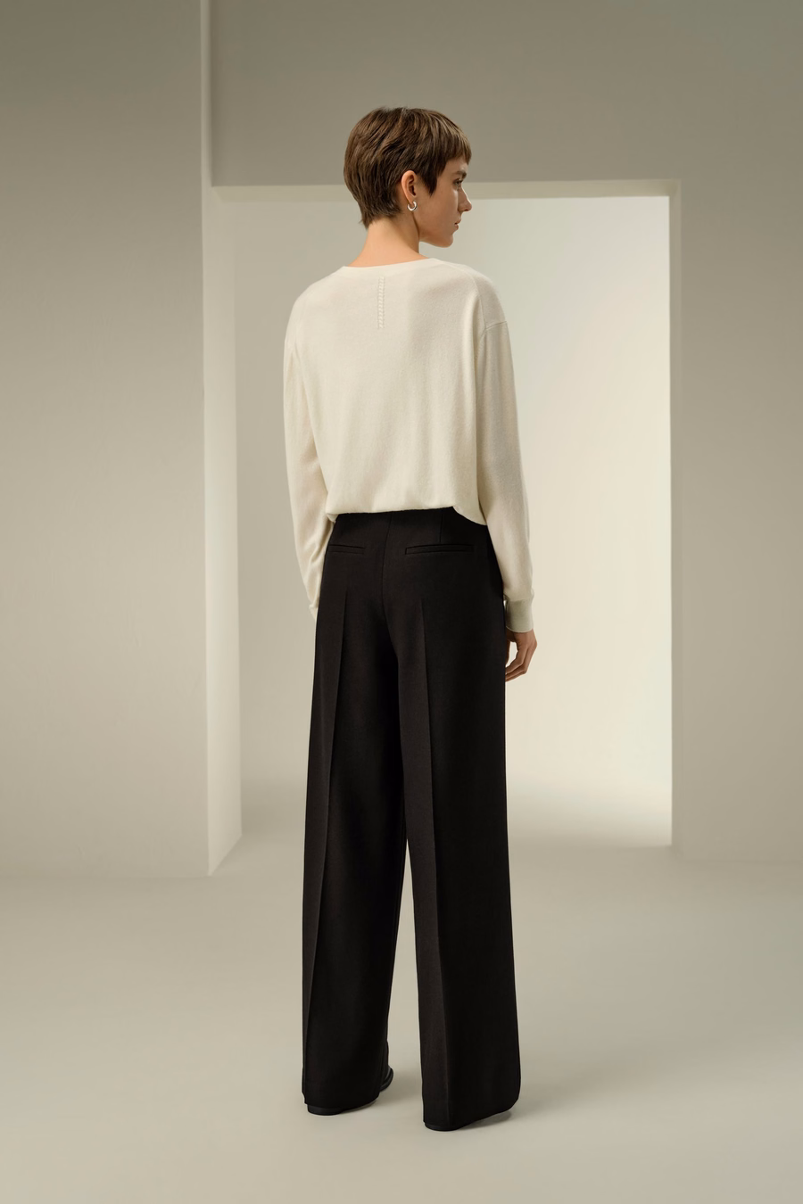 Silk-Wool Tweed Blend Trousers