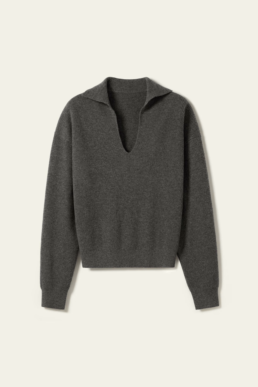 Ribbed Cashmere Polo Sweater