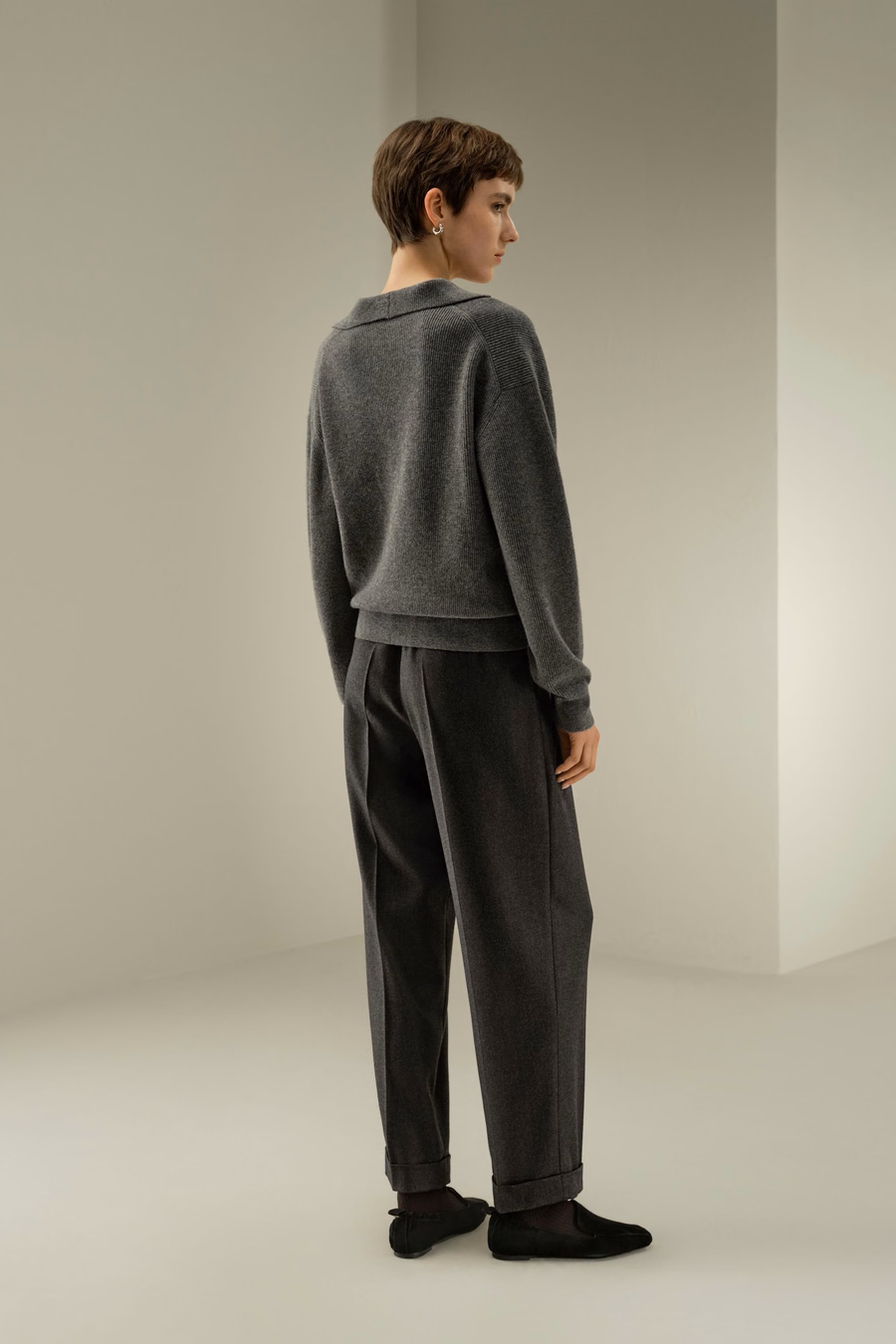 Ribbed Cashmere Polo Sweater