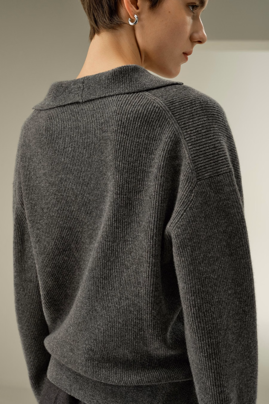Ribbed Cashmere Polo Sweater