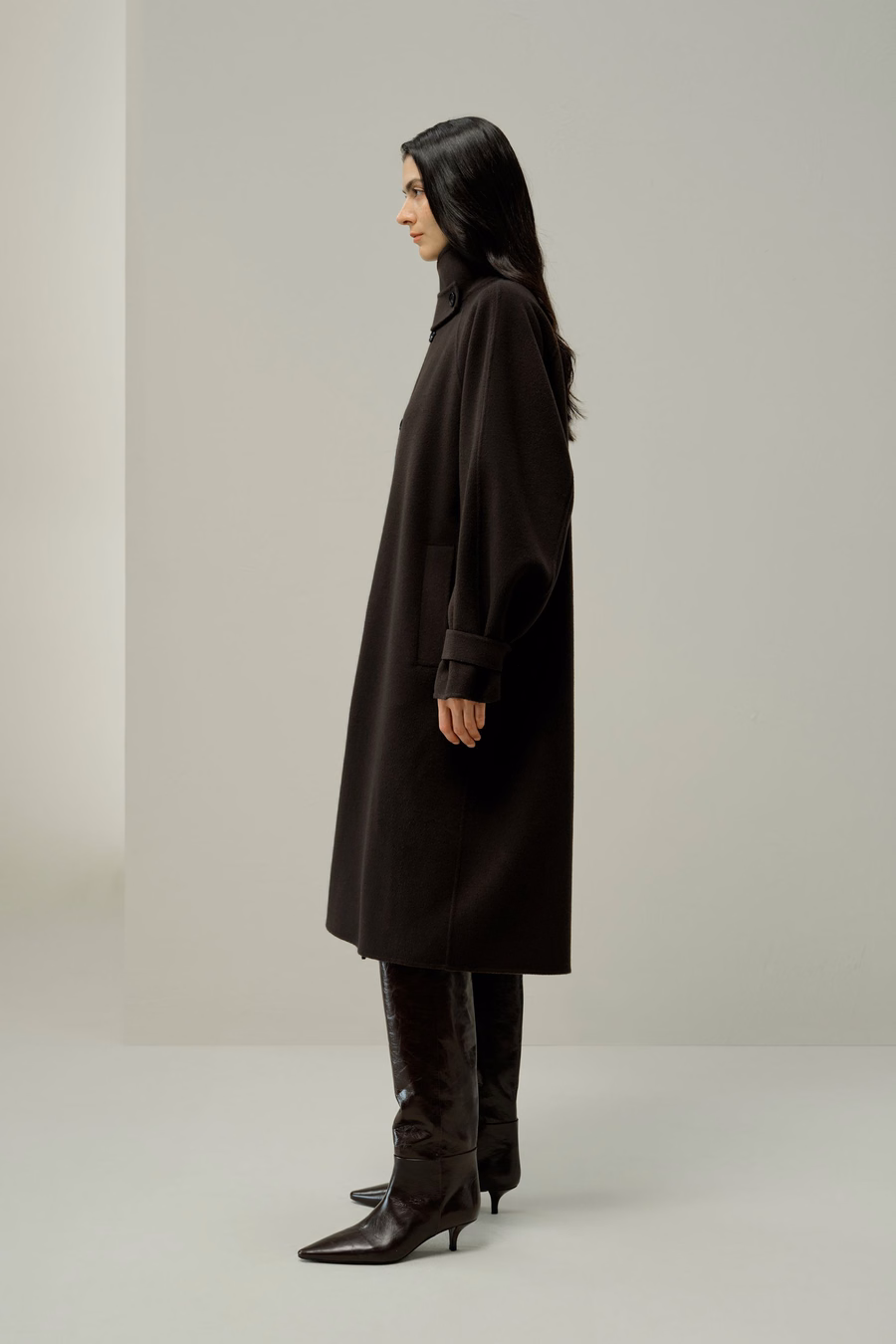 Oversized Dubbelzijdige Zijde-Wol Jas