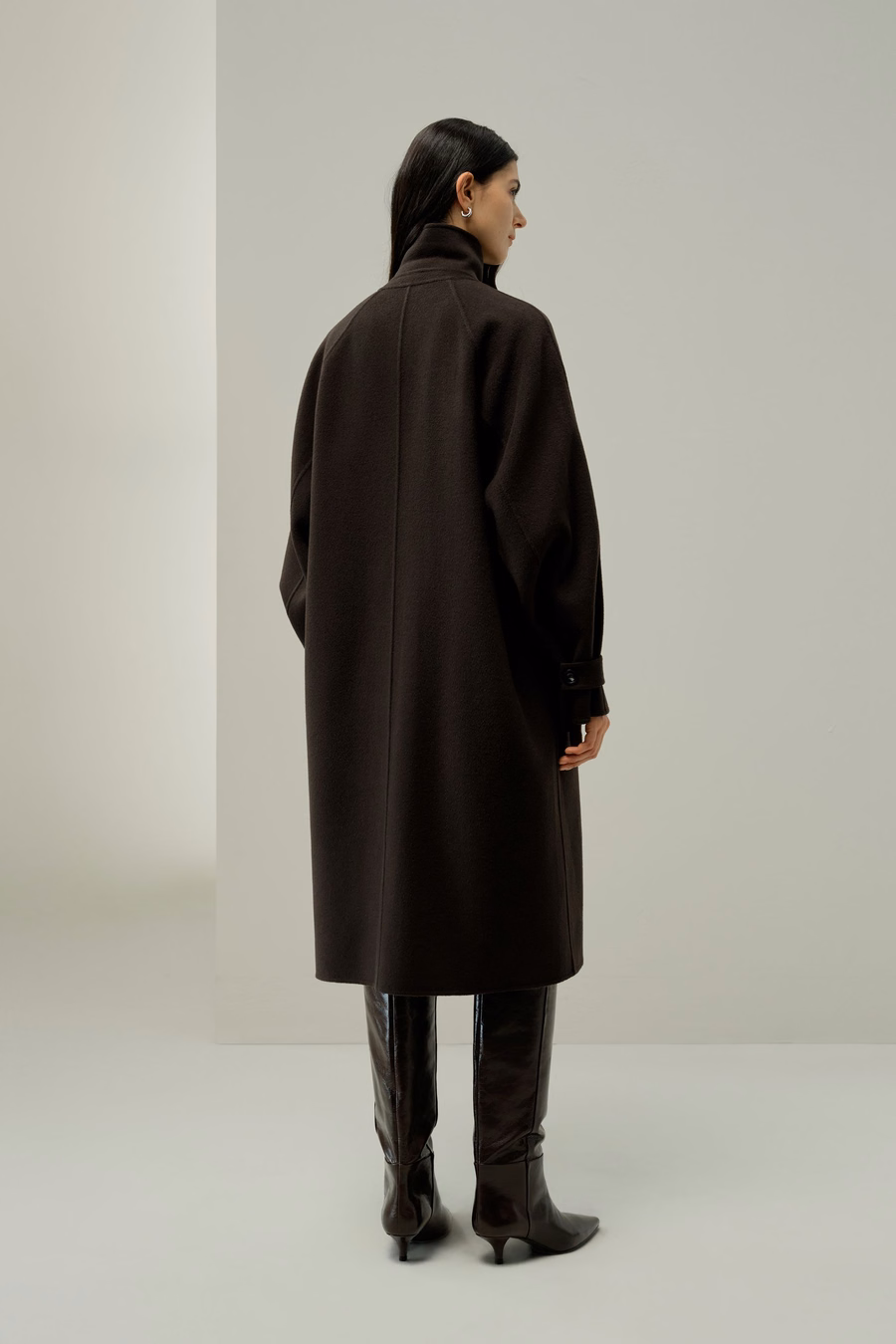 Oversized Dubbelzijdige Zijde-Wol Jas