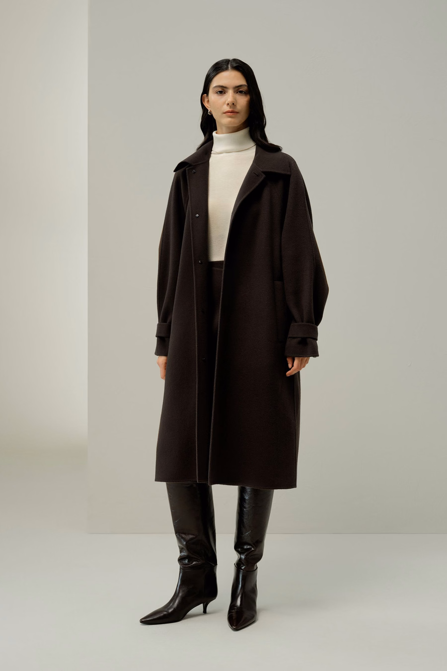 Oversized Dubbelzijdige Zijde-Wol Jas