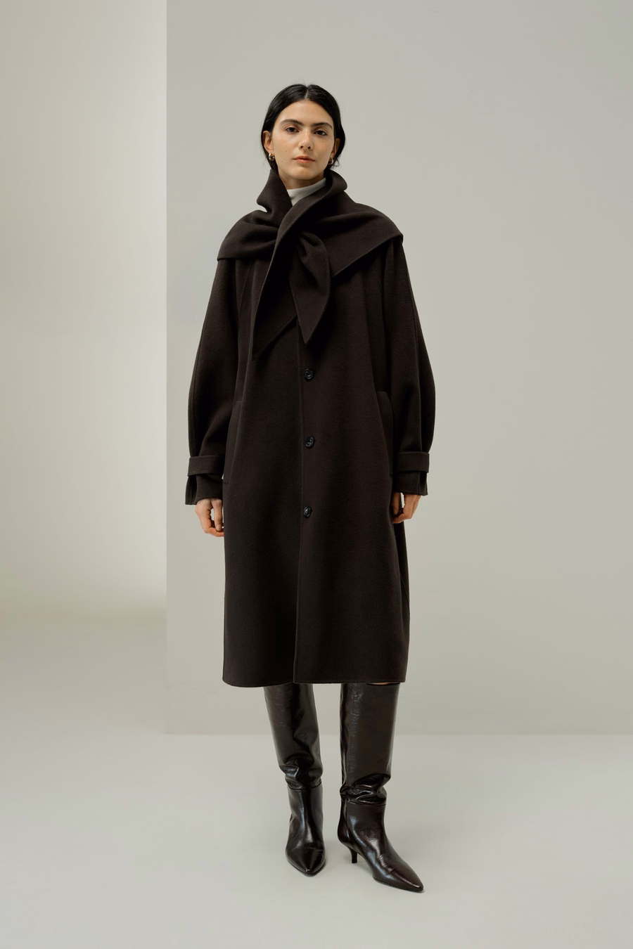 Oversized Dubbelzijdige Zijde-Wol Jas