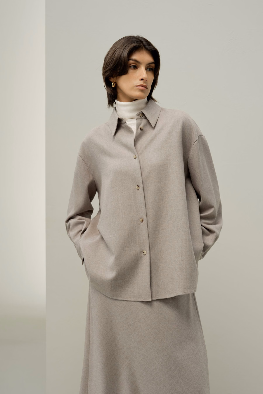 Zijde-Wol Overmaat Warm Shirt