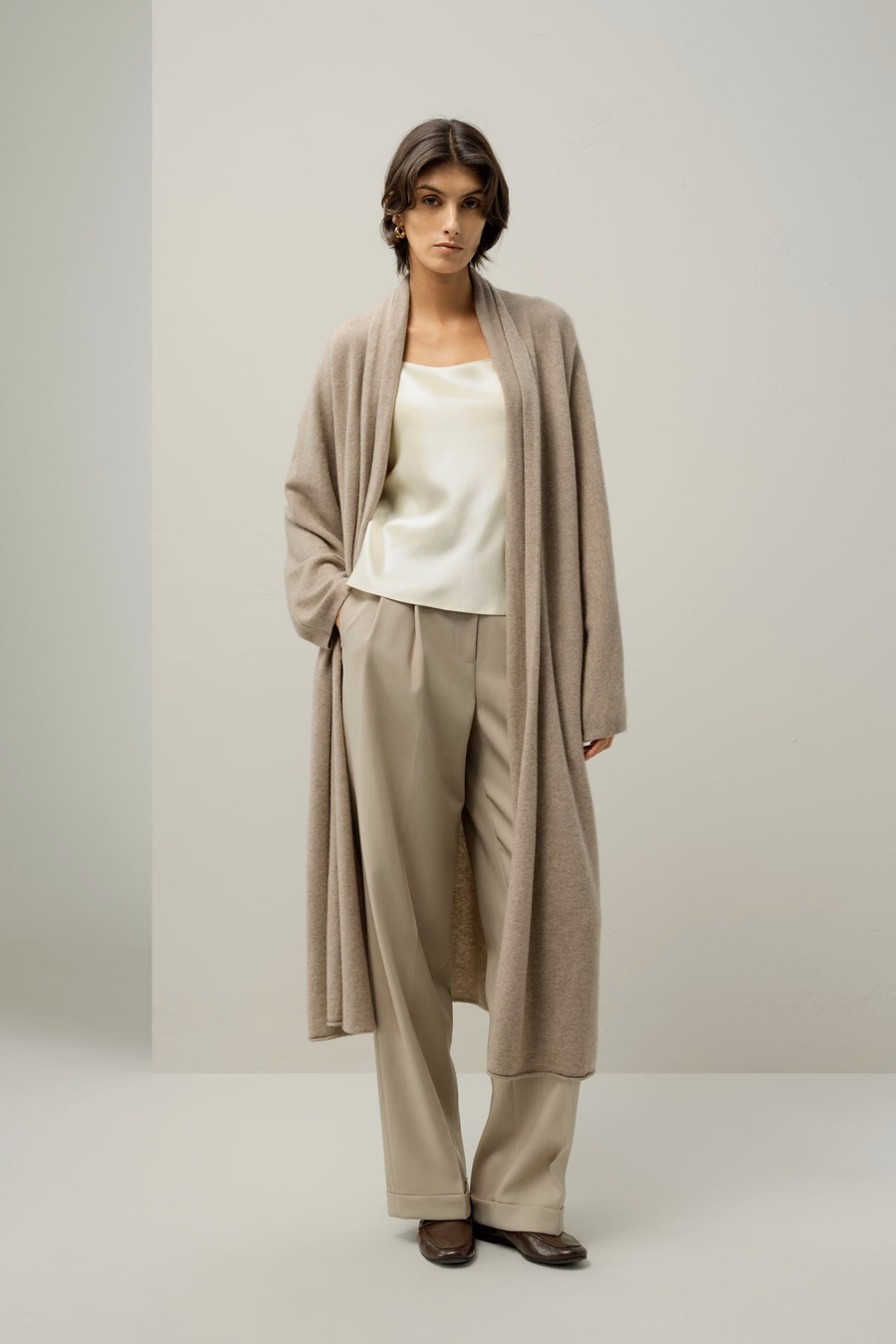 Kalf-lange cashmere cardigan