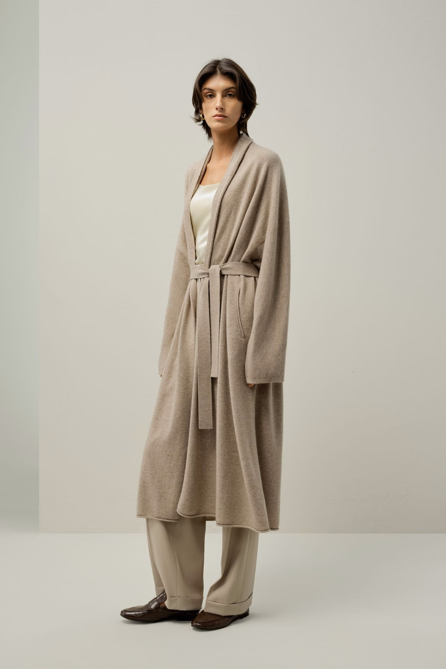 Kalf-lange cashmere cardigan