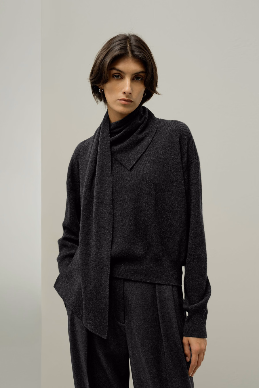 Bowtie Collar Wool-Cashmere Sweater