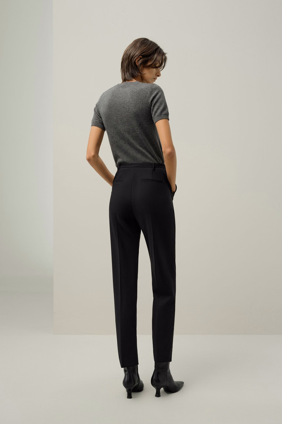 Basis zijden-wolblend slim fit broek