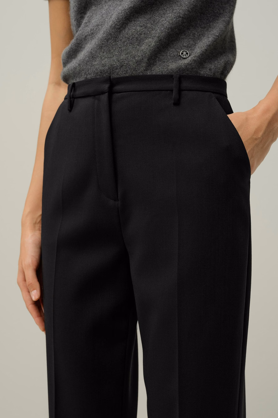 Basis zijden-wolblend slim fit broek