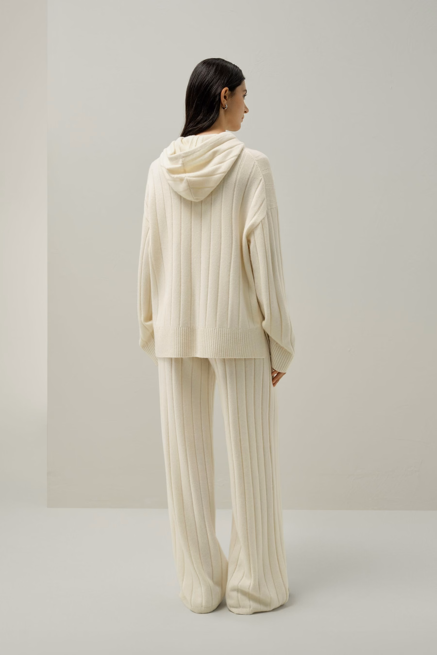 Geribbelde Hooded Knit Top