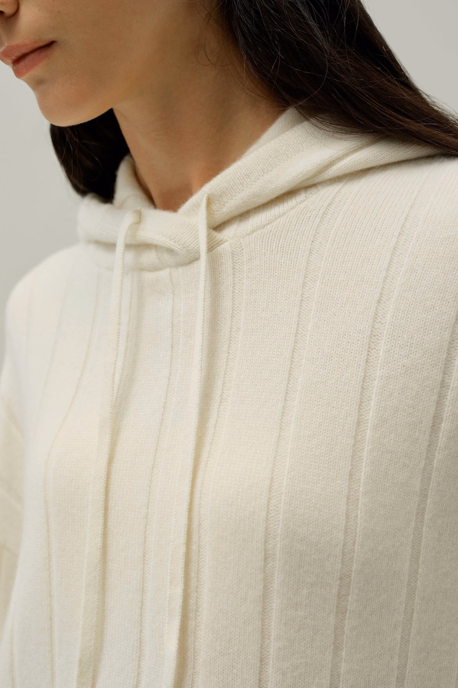 Geribbelde Hooded Knit Top