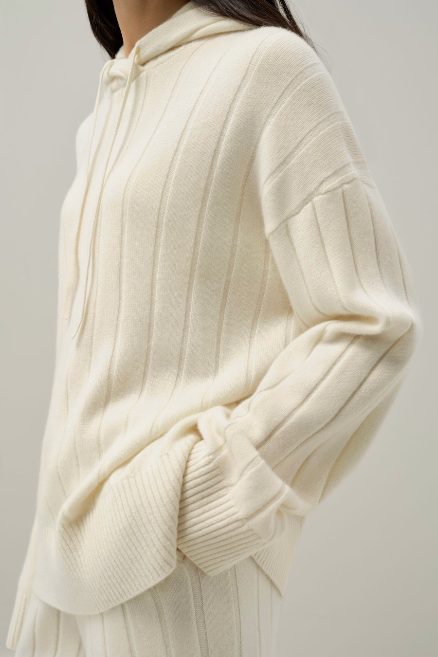 Geribbelde Hooded Knit Top