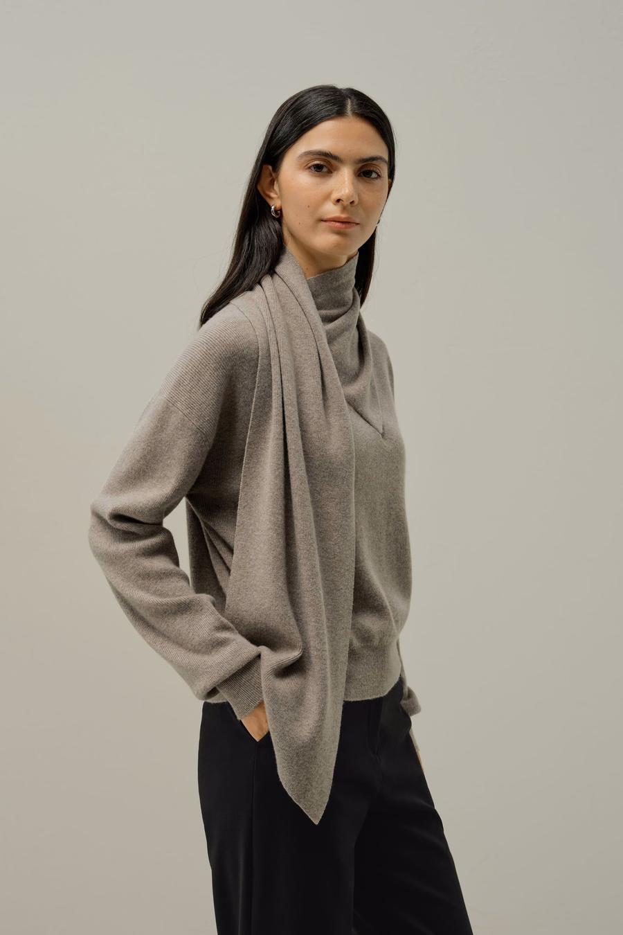 Bowtie Collar Wool-Cashmere Sweater
