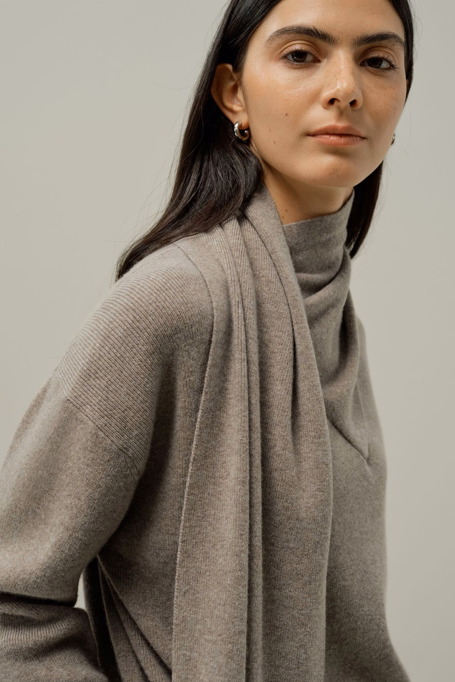 Bowtie Collar Wool-Cashmere Sweater