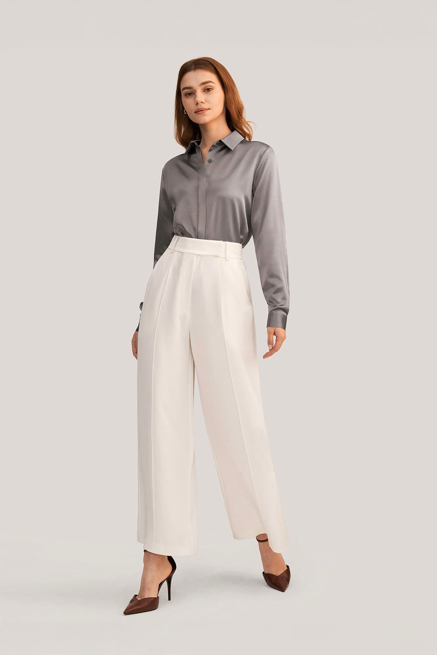 Basis Verborgen Knoplijst Zijde Shirt