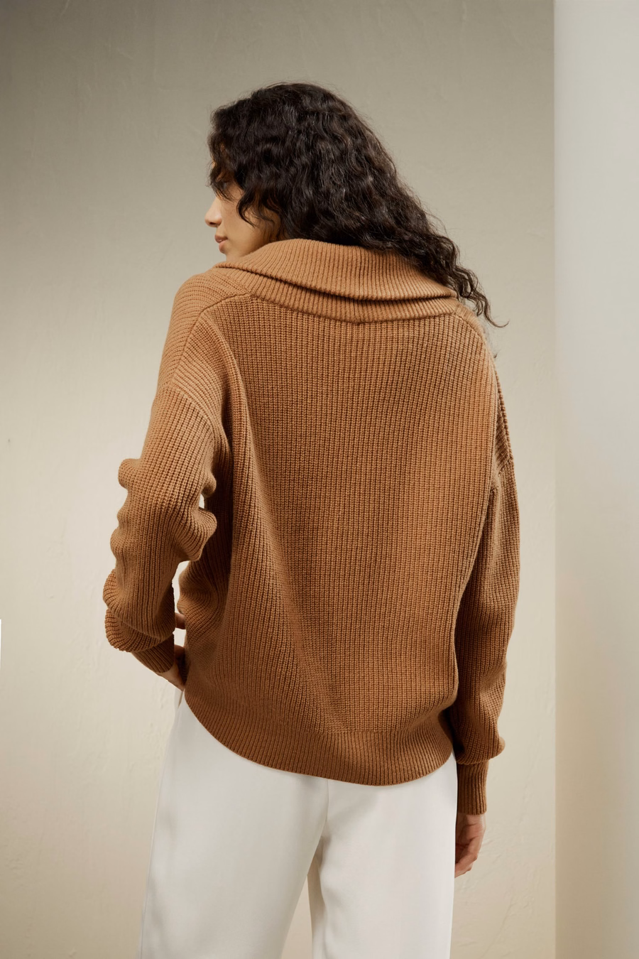 Wool-Cashmere Blend Shawl Collar Cardigan