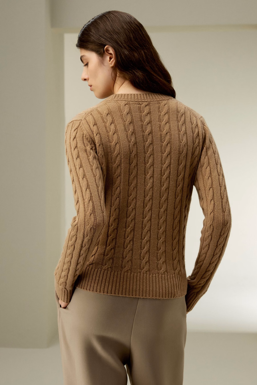 Classic Cable Knit Sweater met Ribbelranden