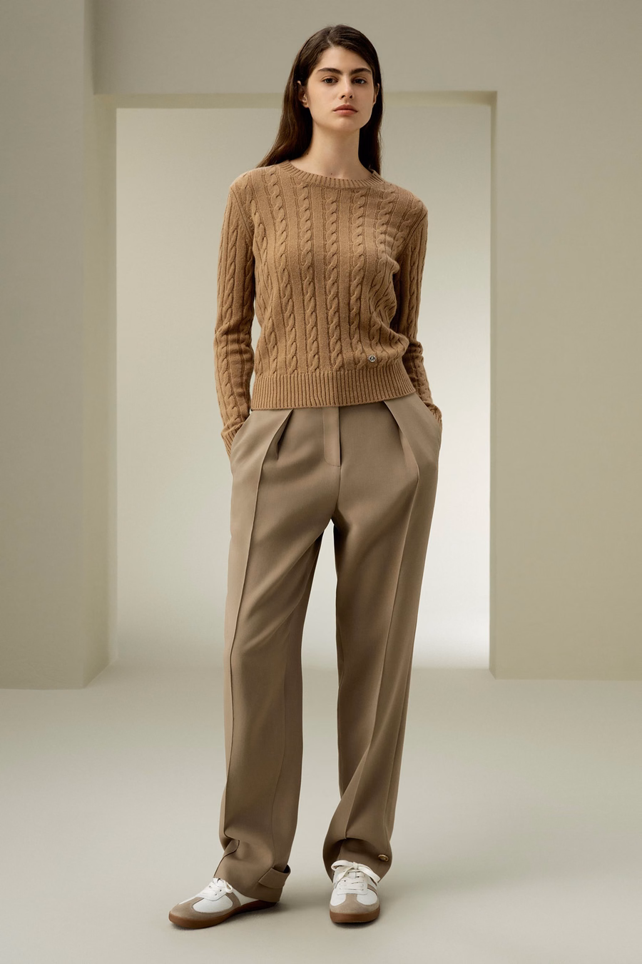 Classic Cable Knit Sweater met Ribbelranden