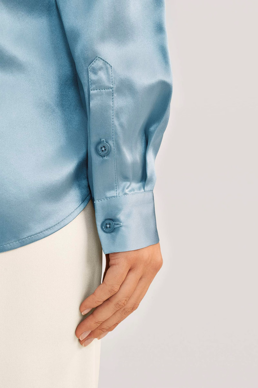 Basis Verborgen Knoplijst Zijde Shirt