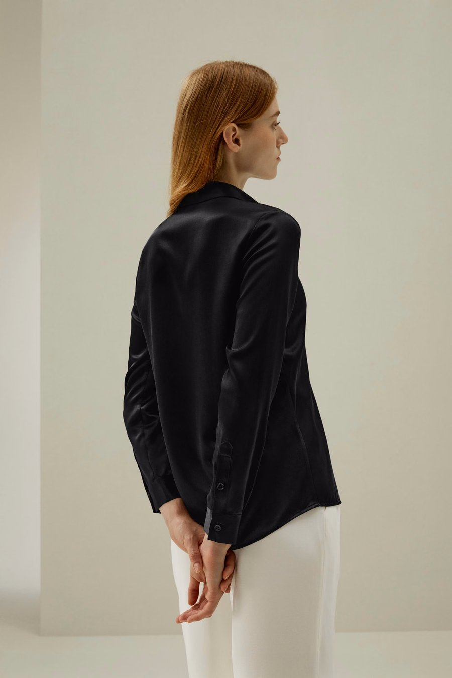 Basis Verborgen Knoplijst Zijde Shirt