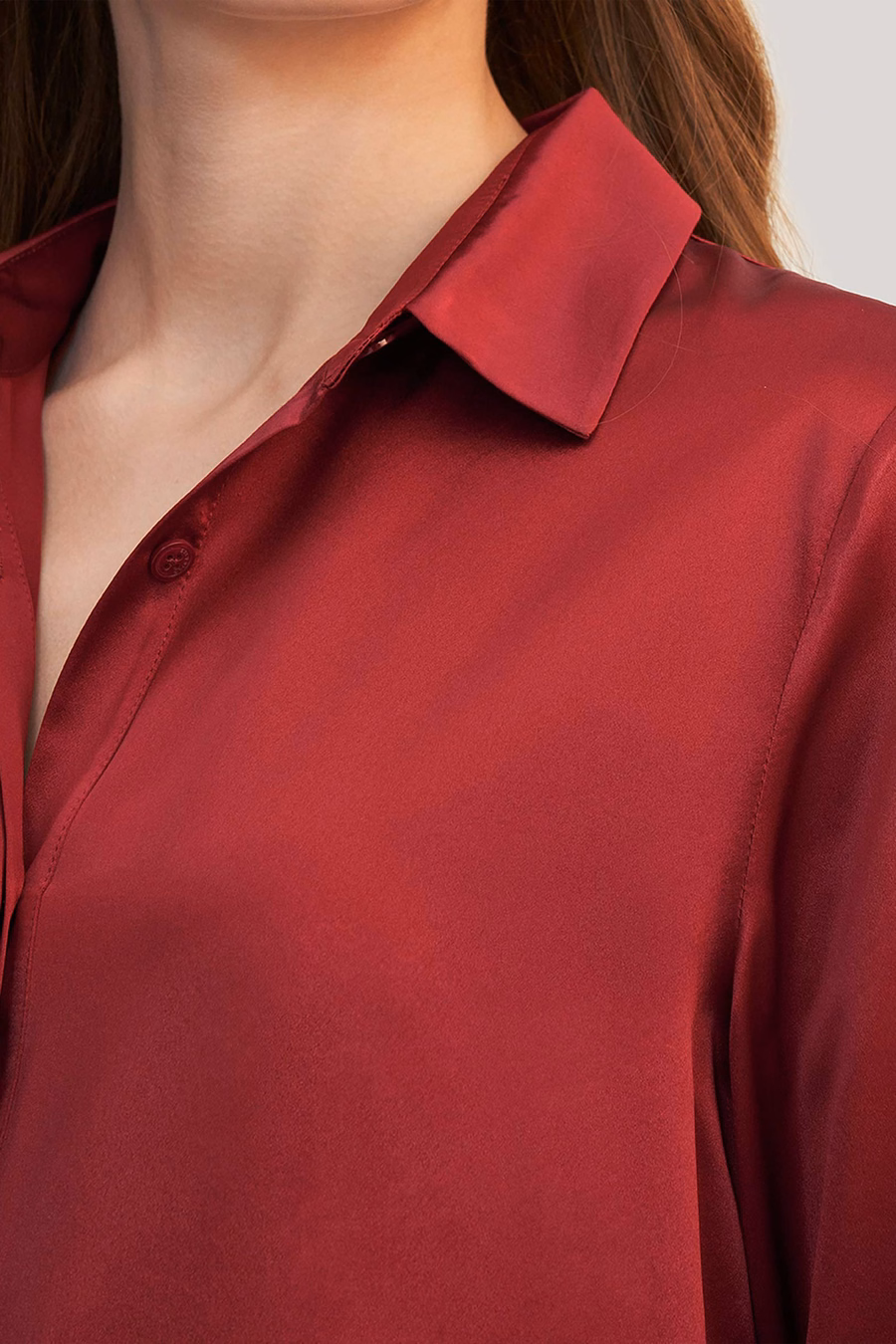 Basis Verborgen Knoplijst Zijde Shirt