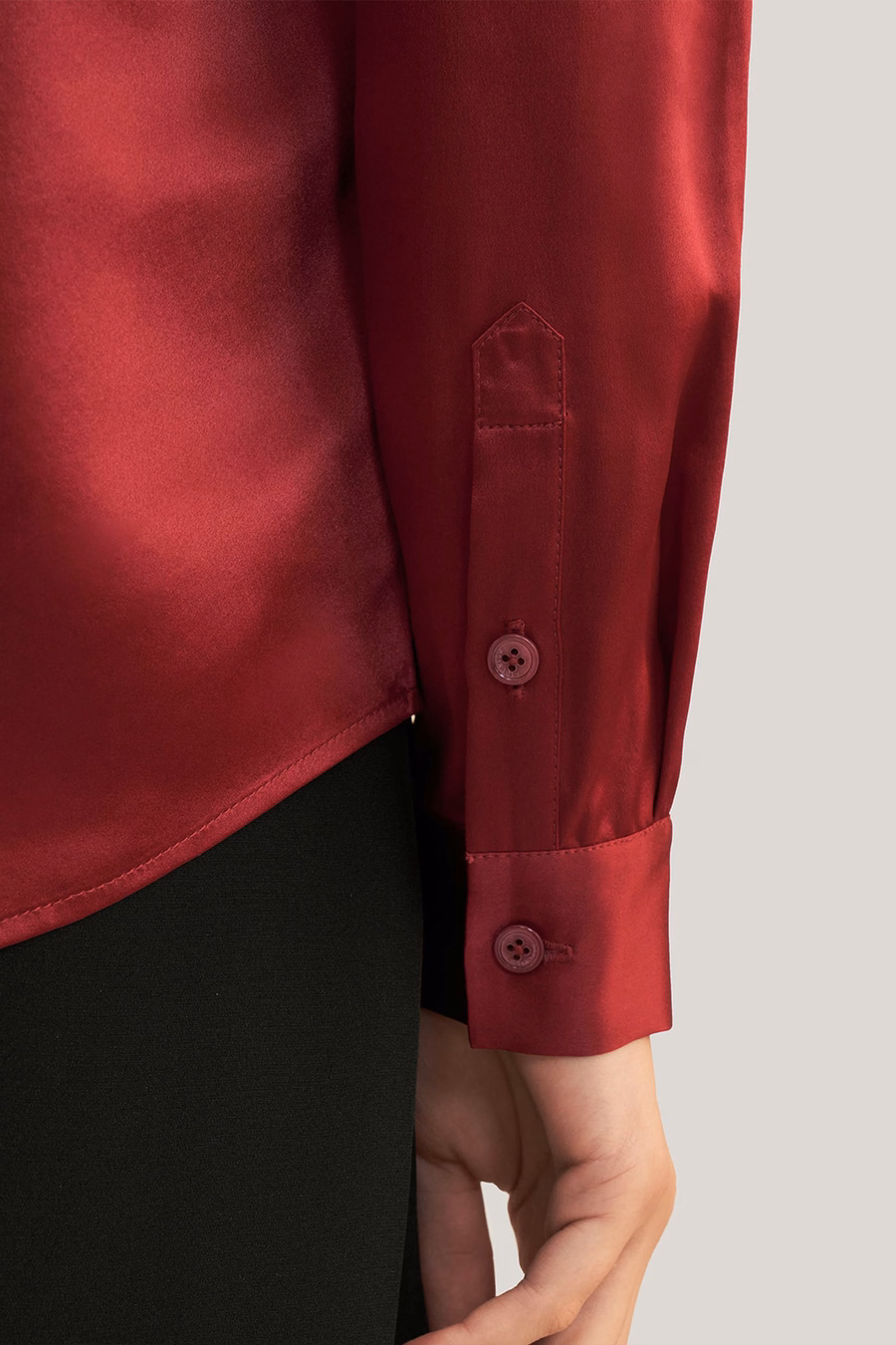 Basis Verborgen Knoplijst Zijde Shirt