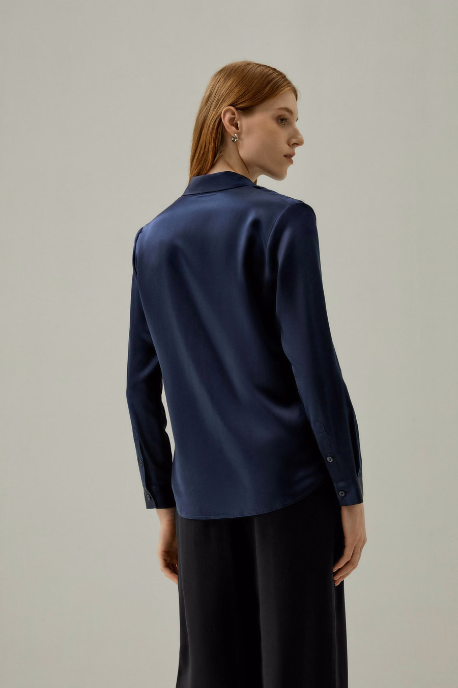 Basis Verborgen Knoplijst Zijde Shirt