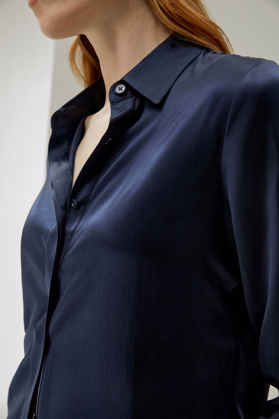 Basis Verborgen Knoplijst Zijde Shirt