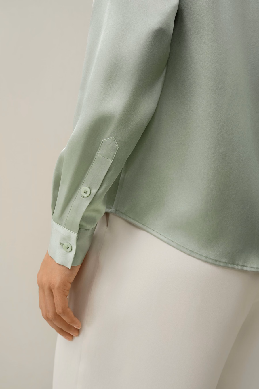 Basis Verborgen Knoplijst Zijde Shirt