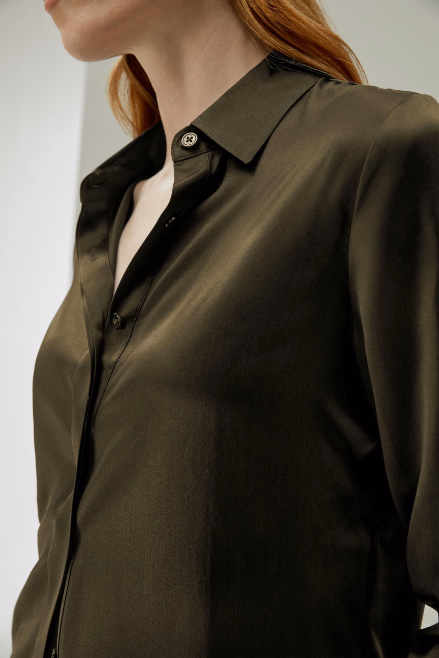 Basis Verborgen Knoplijst Zijde Shirt
