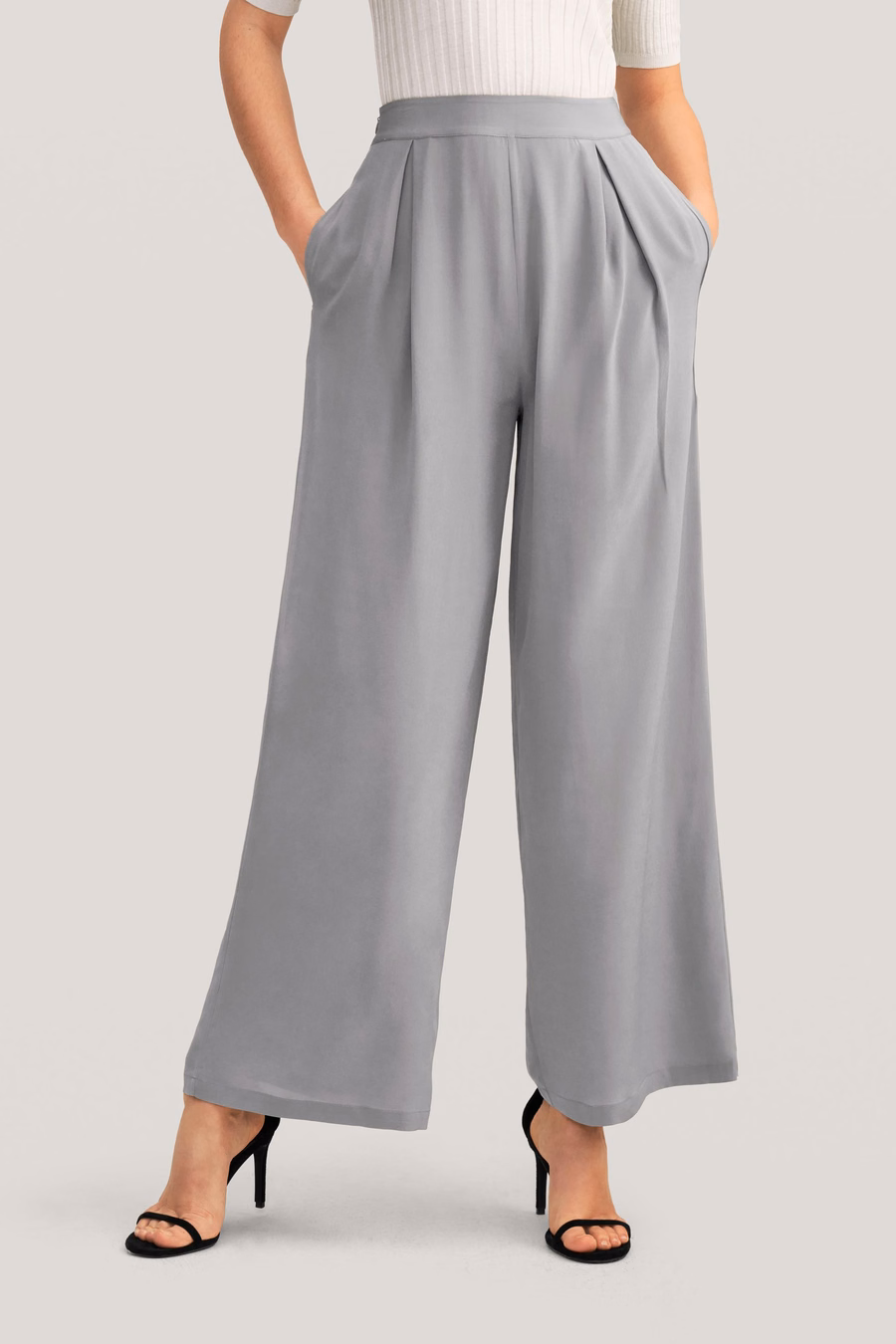 Smooth Silk Wide Leg Cropped Pants