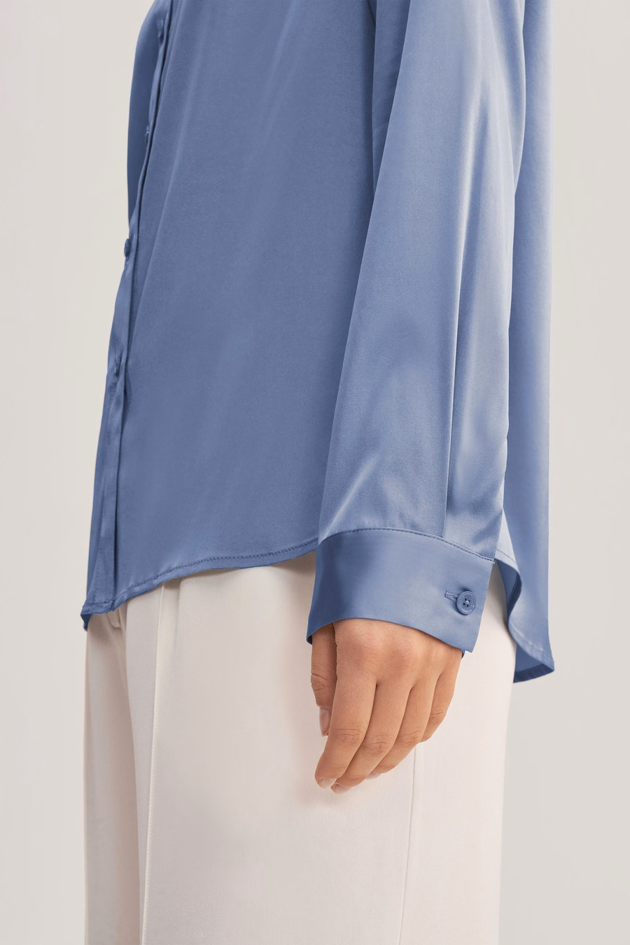 Long Sleeves Collared Silk Blouse