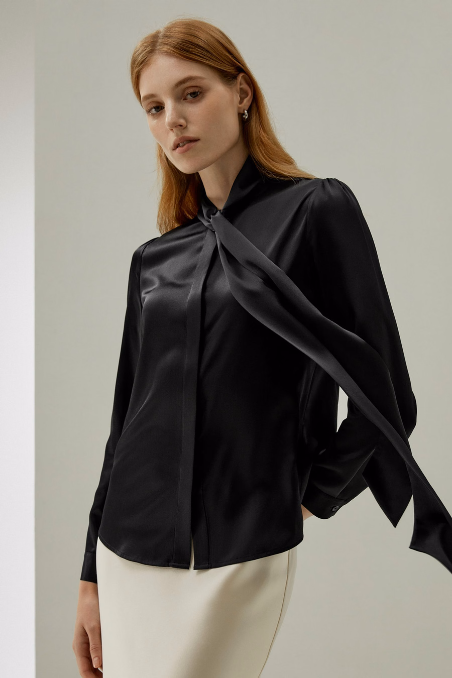 Vrouwen vlinderdas kraag zijde blouse