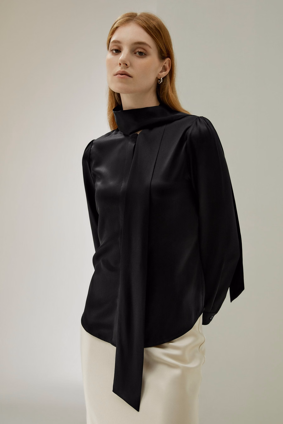 Vrouwen vlinderdas kraag zijde blouse