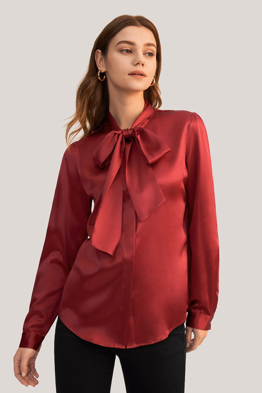 Vrouwen vlinderdas kraag zijde blouse