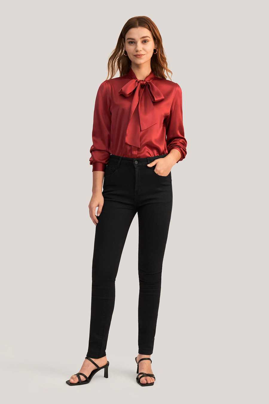 Vrouwen vlinderdas kraag zijde blouse