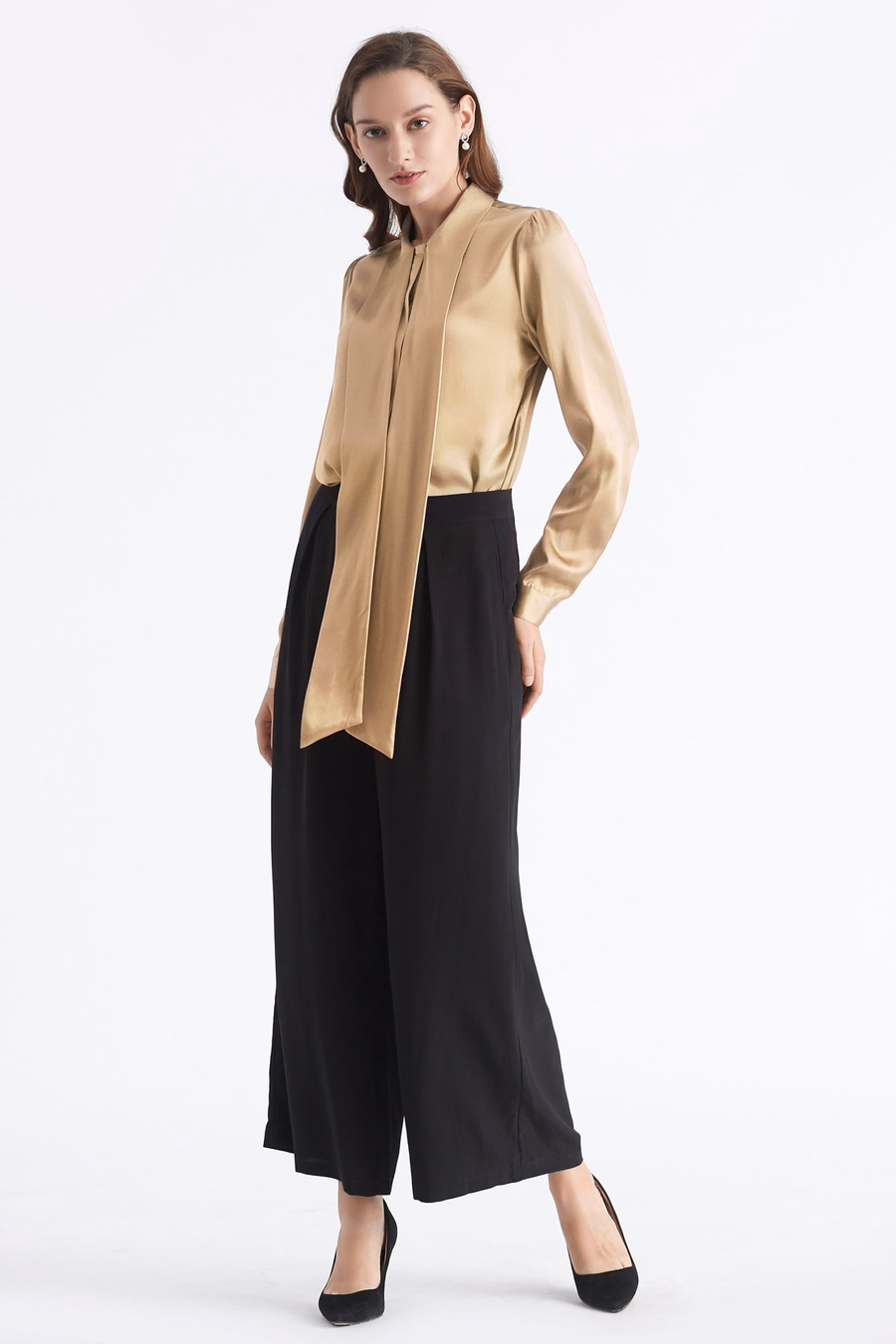 Vrouwen vlinderdas kraag zijde blouse
