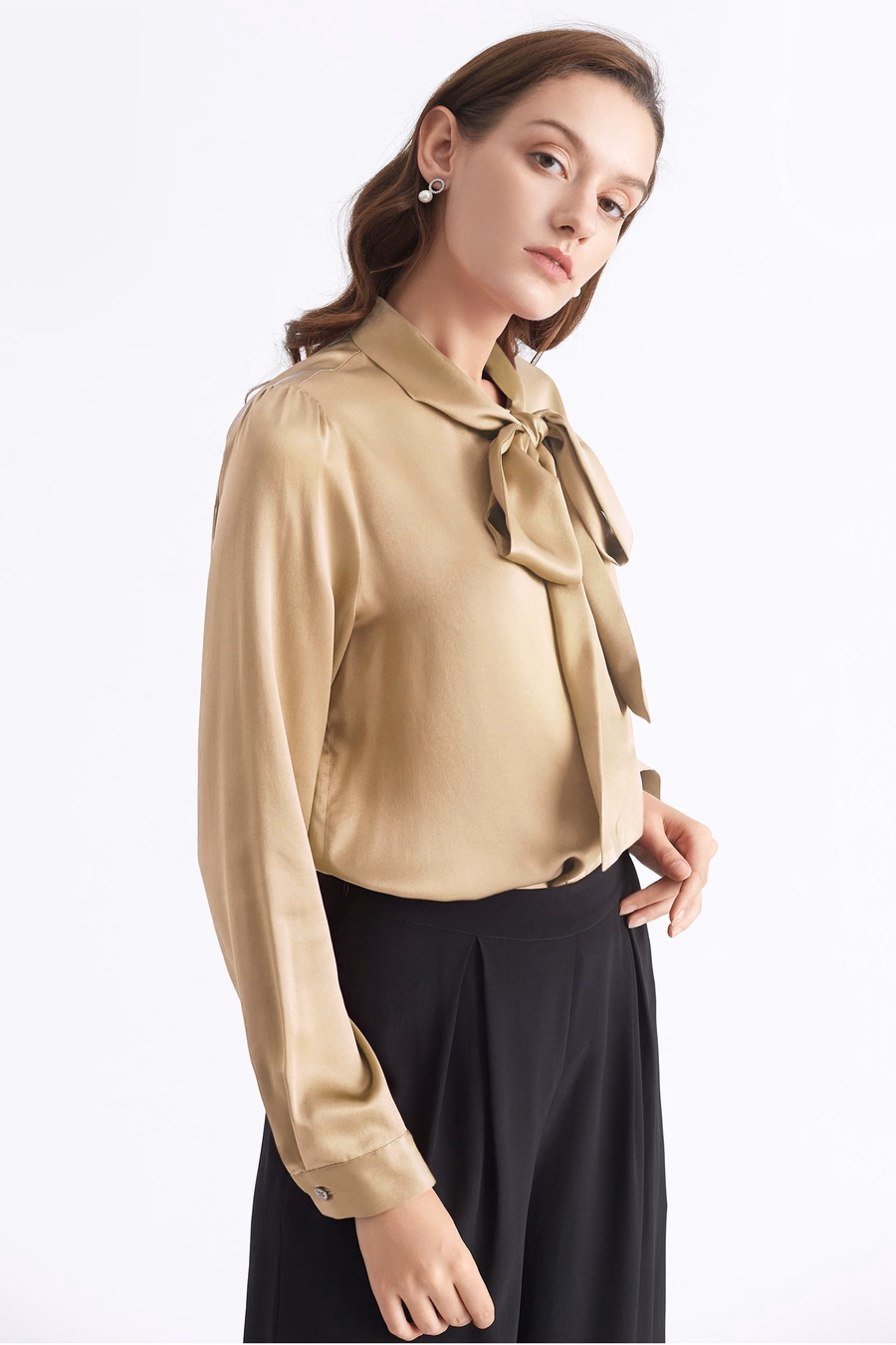 Vrouwen vlinderdas kraag zijde blouse