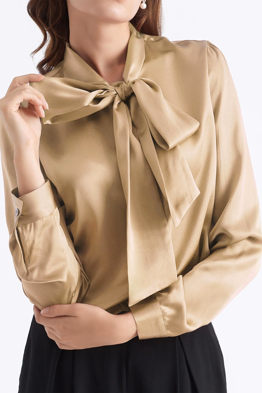 Vrouwen vlinderdas kraag zijde blouse