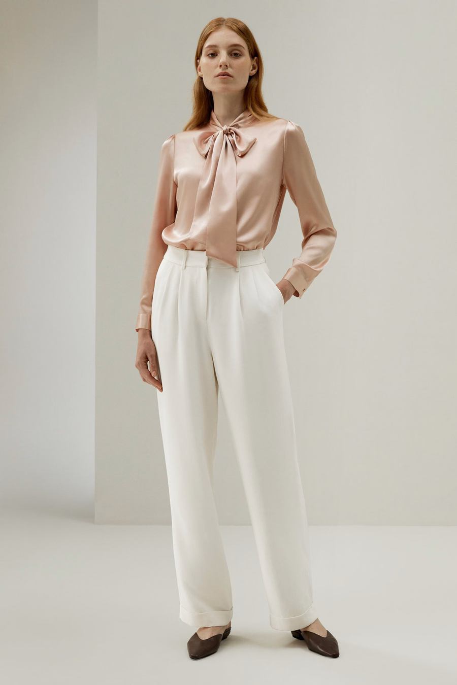 Vrouwen vlinderdas kraag zijde blouse
