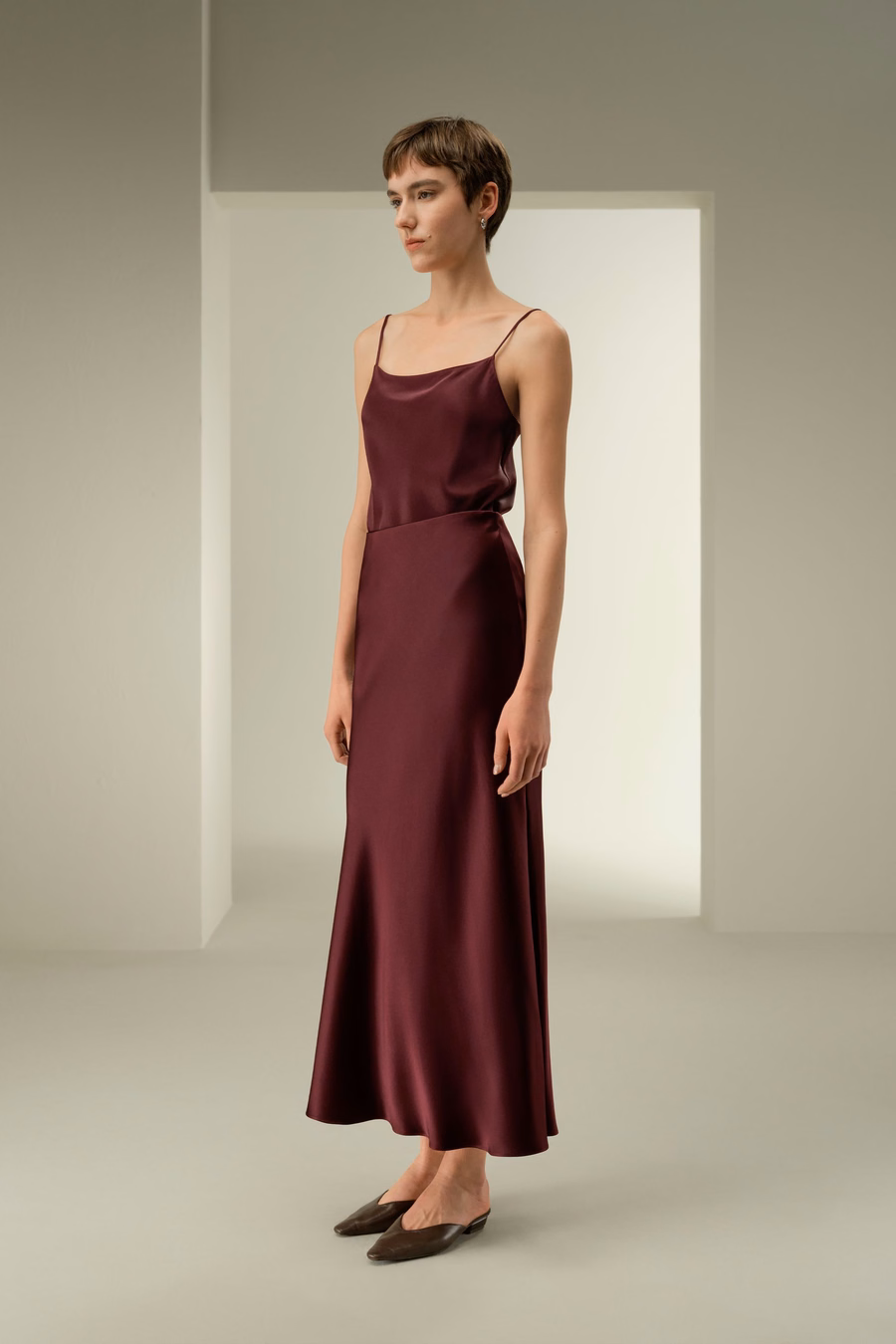 Dubbelzijdige Zijde Charmeuse Maxi Rok