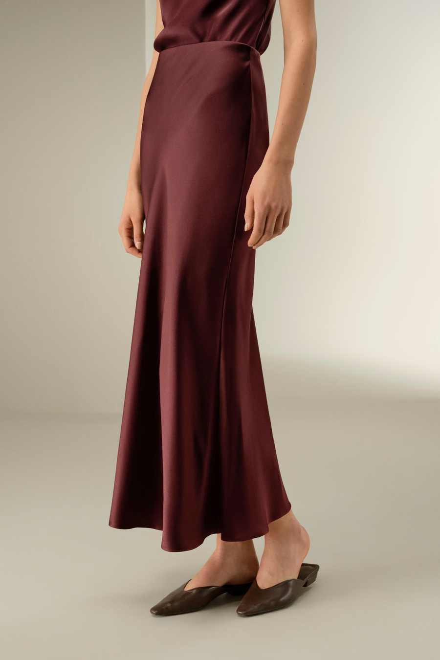 Dubbelzijdige Zijde Charmeuse Maxi Rok