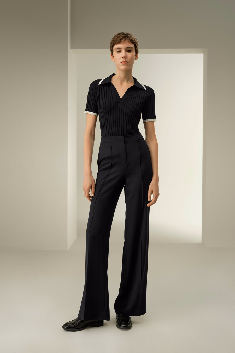 Minimalistische Zijde Crêpe Broek