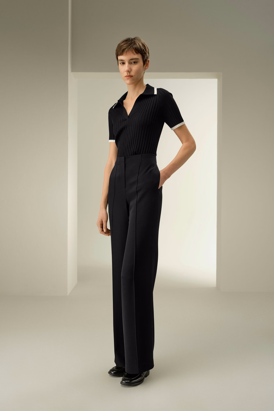 Minimalistische Zijde Crêpe Broek