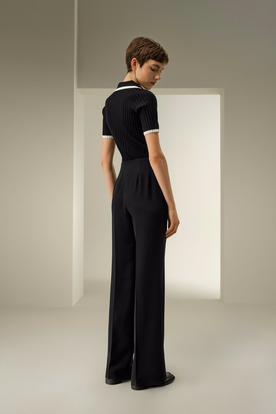 Minimalistische Zijde Crêpe Broek