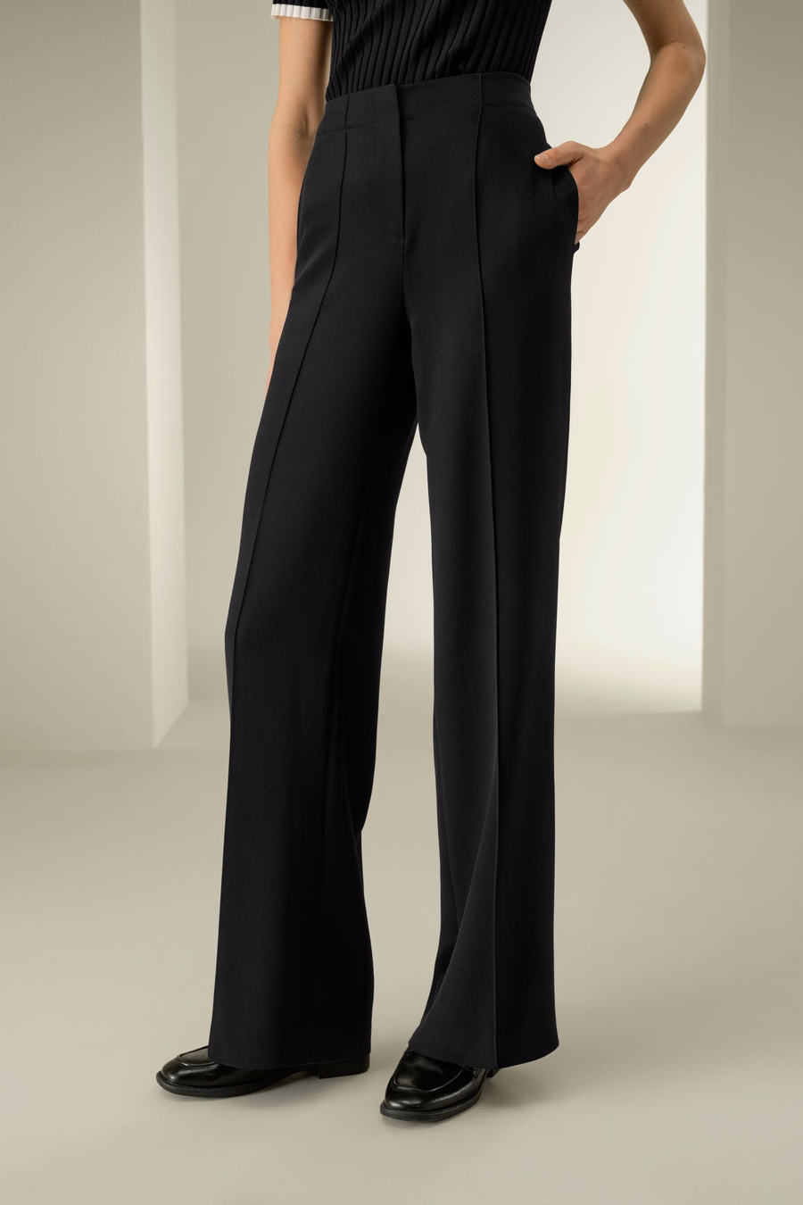 Minimalistische Zijde Crêpe Broek