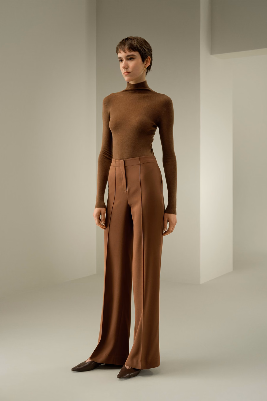 Minimalistische Zijde Crêpe Broek
