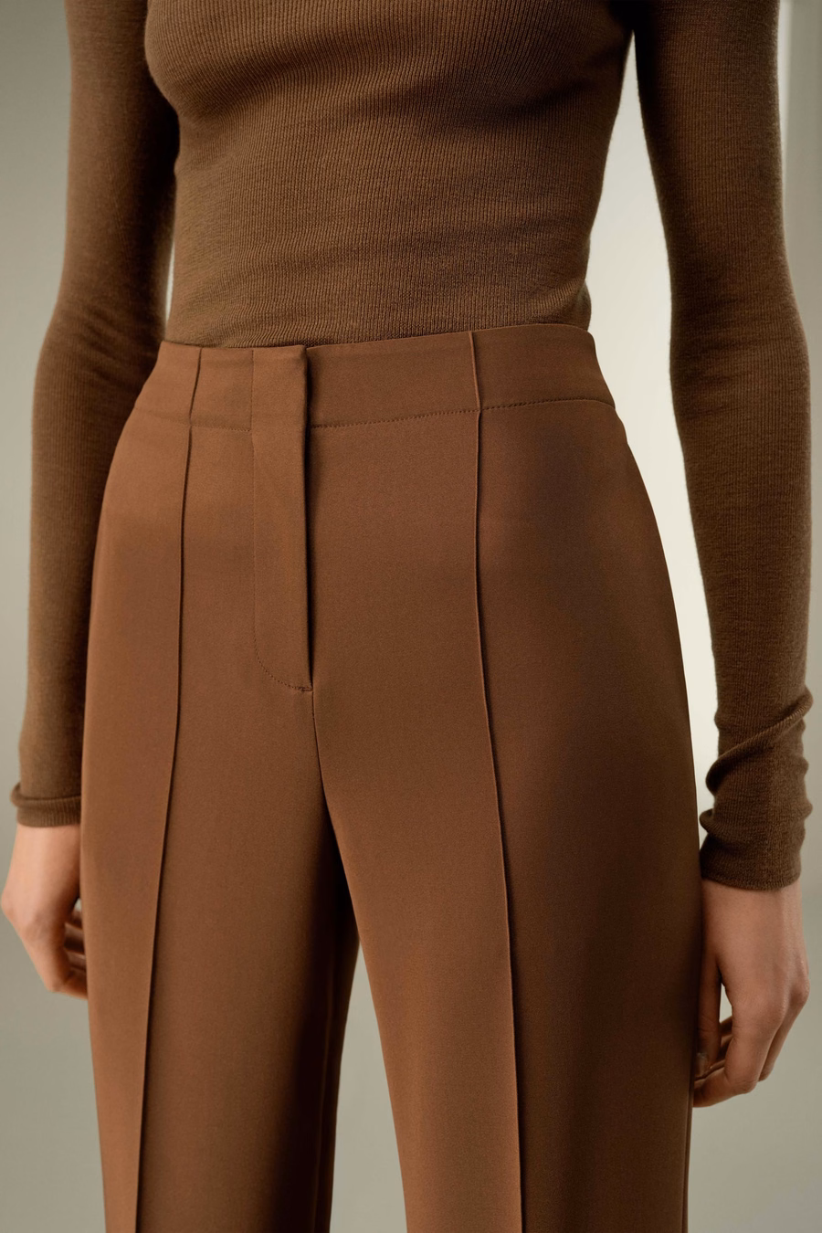 Minimalistische Zijde Crêpe Broek