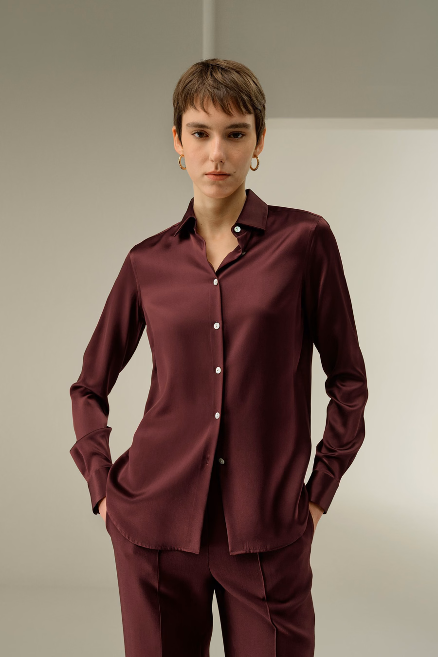 Tijdloze Zijde Charmeuse Shirt